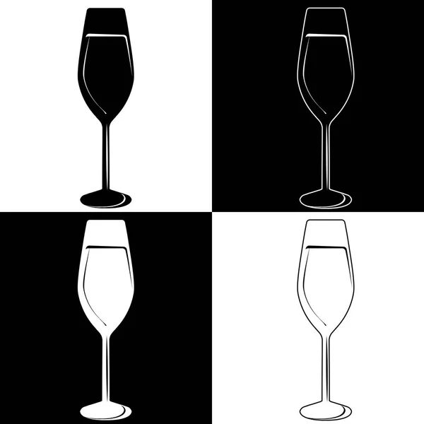Черно-белый набросок бокала вина — стоковый вектор