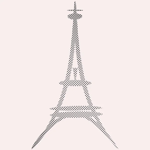 Boceto de la torre Eiffel sobre un fondo rosa — Vector de stock