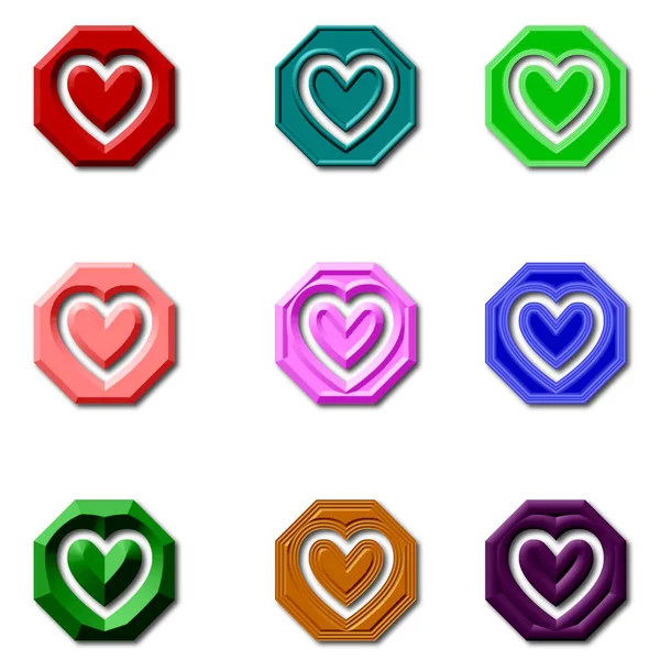 Set of 3d little hearts — Stock Photo, Image