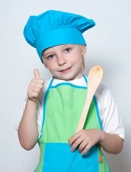 Criança Como Cozinheira Chef — Fotografia de Stock