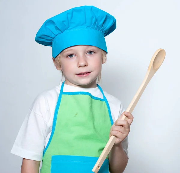 Criança Como Cozinheira Chef — Fotografia de Stock