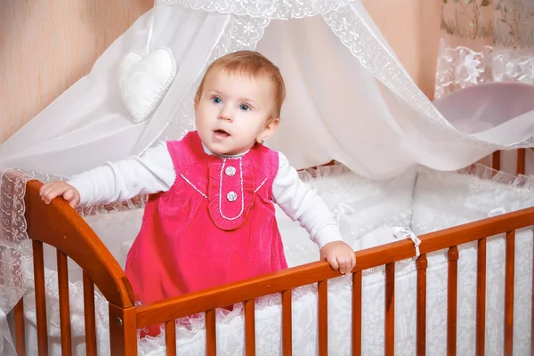 Little Baby Smiling Bed — Stock Photo, Image