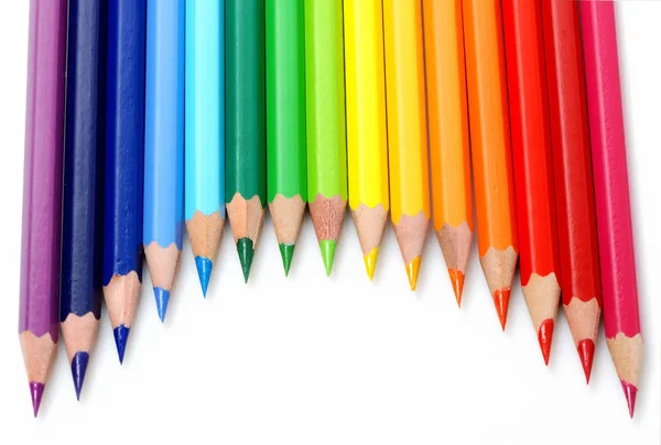 Zbliżenie Kolorowych Ołówków Białym Tle — Zdjęcie stockowe