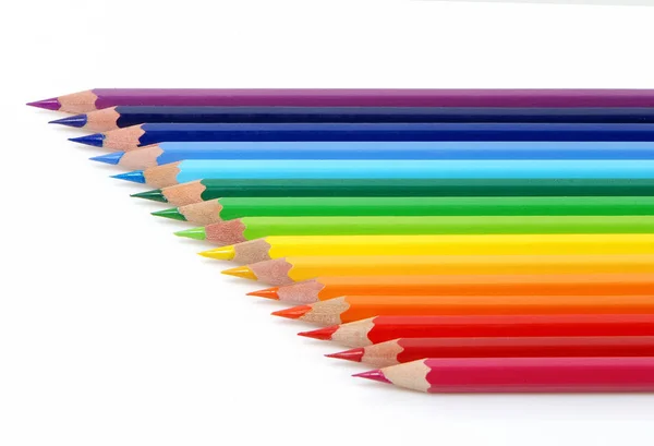 Close Lápis Coloridos Fundo Branco — Fotografia de Stock