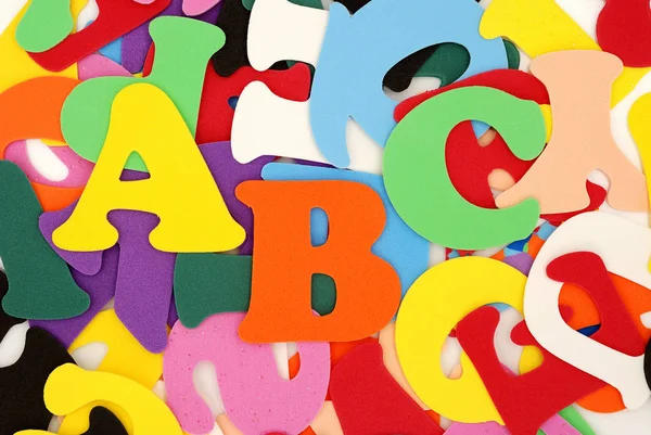 Bovenaanzicht Van Gekleurde Educatieve Puzzels Met Letters — Stockfoto