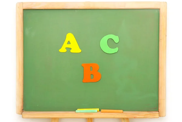 Colored Educative Puzzles Letters Green Blackboard — Stock Photo, Image