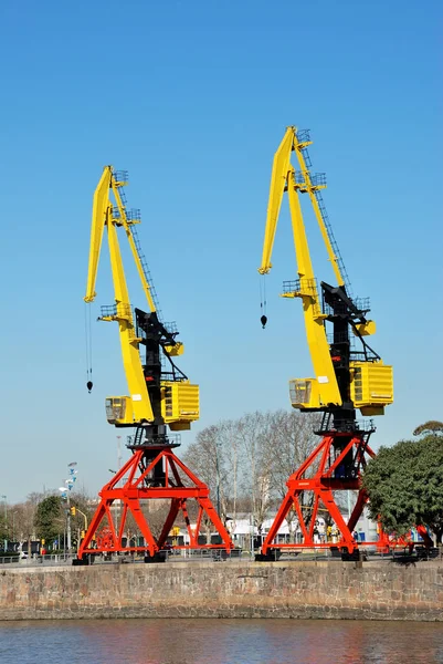 Elevating Cranes Mooring Puerto Madero Buenos Aires Argentina — Stock Photo, Image