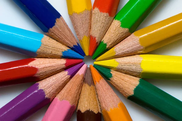 Color Pencils Circle White Background — Stock Photo, Image