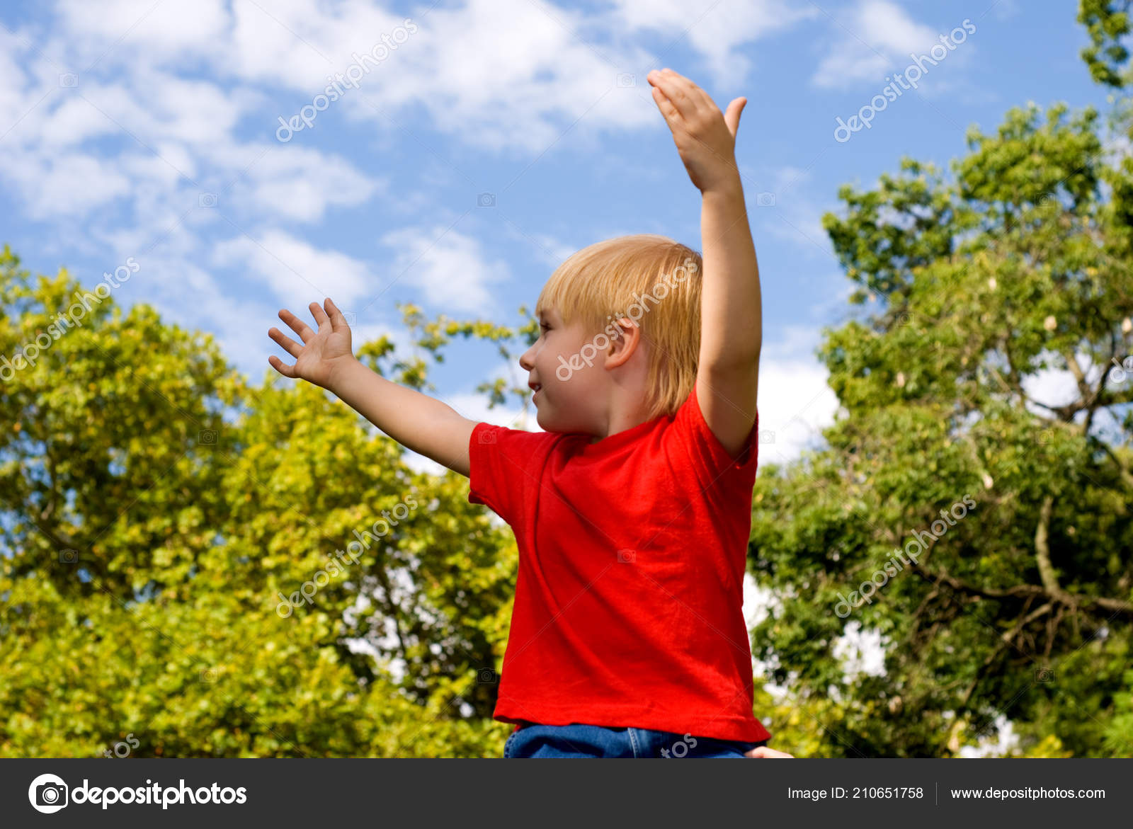 Little Boy Open Hands Raised Sky — Stock Photo © anpet2000 #210651758, image size:1600x1171