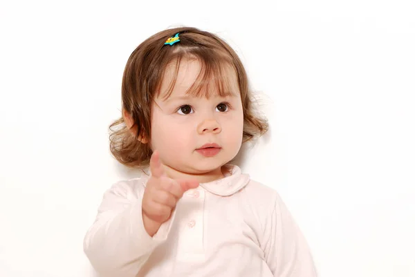 Close Portrait Beautiful Little Girl White Background — Stock Photo, Image