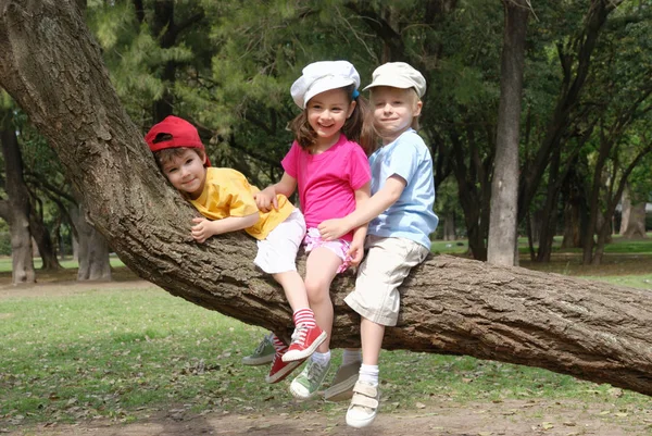 可爱的小孩在公园里一起度过时光 — 图库照片