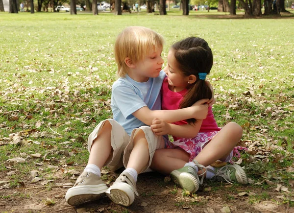 Adorable Little Kids Spending Time Together Park — Stock Photo, Image