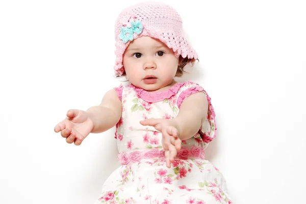 Retrato Menina Bonito Isolado Branco — Fotografia de Stock