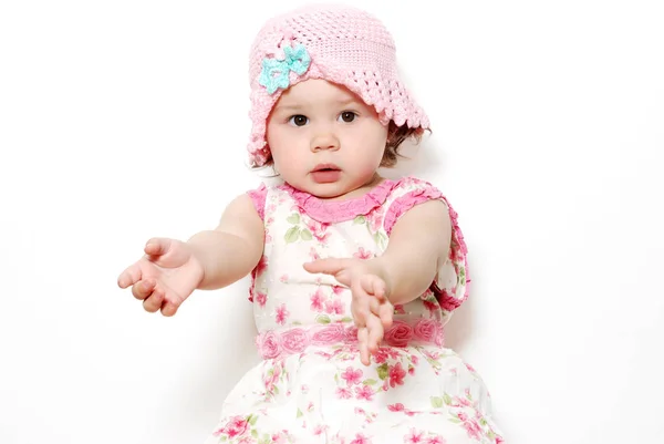 Portrait Cute Little Girl Isolated White — Stock Photo, Image