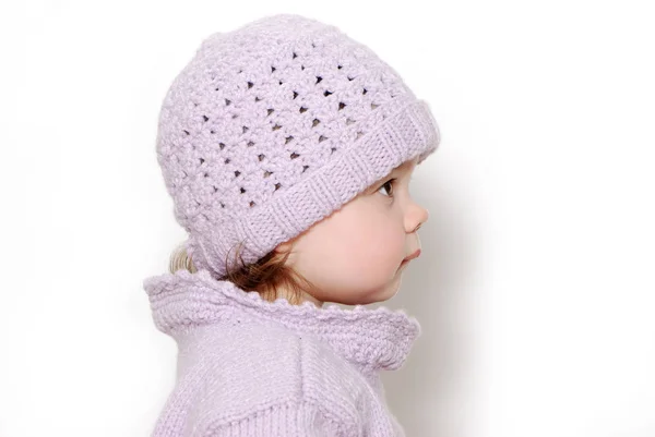 Ritratto Adorabile Bambina Cappello Isolato Bianco — Foto Stock
