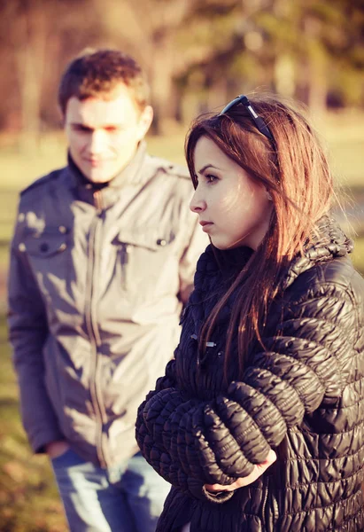 Konflikte Und Emotionaler Stress Bei Jungen Menschen Paaren Beziehung Freien — Stockfoto