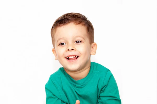 Beyaz Arka Planda Izole Duygusal Sevimli Küçük Çocuk — Stok fotoğraf