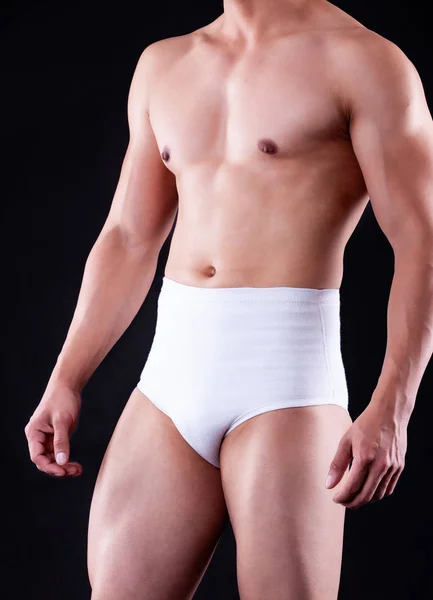 Männlicher Oberkörper Elastischen Medizinischen Shorts Anatomischer Hosenträger — Stockfoto