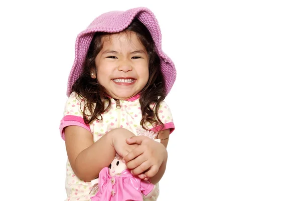 The little girl on a light background. Portrait — Stock Photo, Image