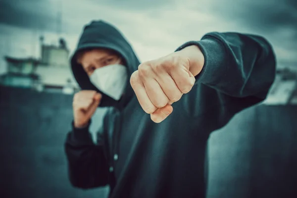 Young Fighter Pandemic — Stock Photo, Image