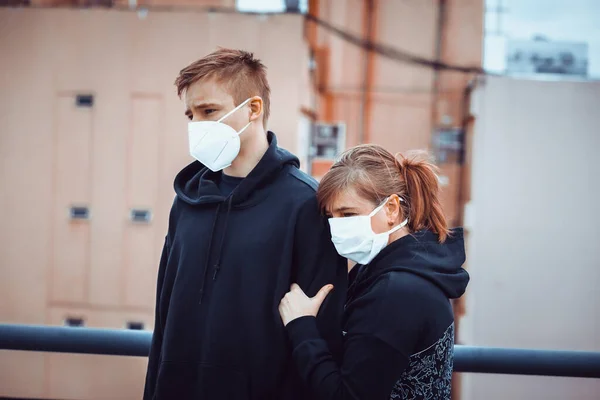 Masked Young Man Mask Pandemic — Stock Photo, Image