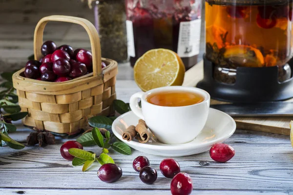 Picante Caliente Arándano Arándano Una Taza Con Una Variedad Vitaminas — Foto de Stock