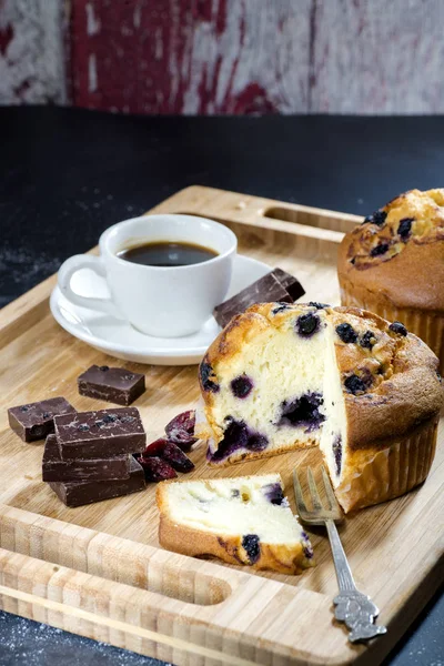 Cupcake Morning Table Close Cup Coffee — Stock Photo, Image