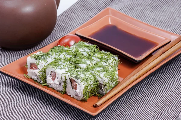 Sushi Japonês Close Vista Superior — Fotografia de Stock