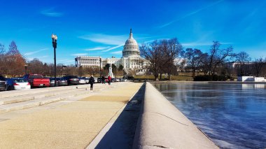 Washington Dc. fotoğraf 23 Ocak 2019 Capitol'de. Capitol ve Washington Dc donmuş gölde çıkabilir