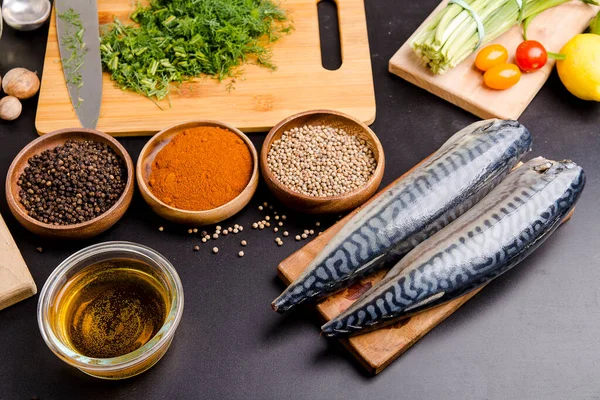 Gewürze Und Gemüse Zum Kochen Von Fisch — Stockfoto