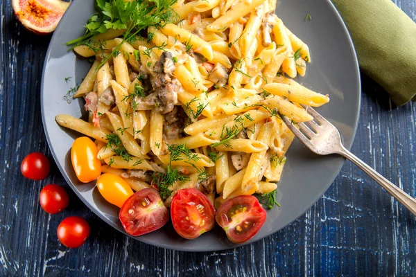 Pasta Grå Platta Ovanifrån — Stockfoto