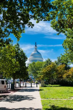 Başkent Washington 'da. Fotoğraf 20 Eylül. 20.cadde ağaçların arasından başkente