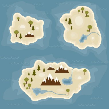 okyanusta karikatür tropikal egzotik ada. Üst görünüm ada sprite.