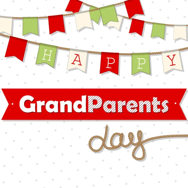 Happy Grandparent dag, vektor illustration. Design med flaggor och girland. — Stock vektor