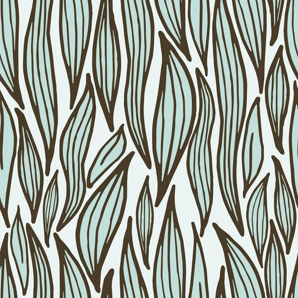 Modèle de fond sans couture avec feuille, plantes, herbe. Illustration vectorielle botanique dessinée à la main, EPS 10 . — Image vectorielle