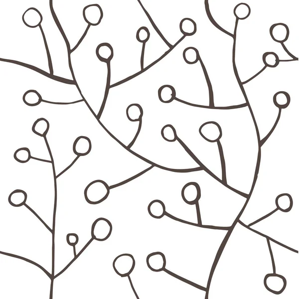 Naadloze achtergrond patroon met blad, planten, gras. Hand draw Botanic vector Stock Illustratie, EPS 10. — Stockvector