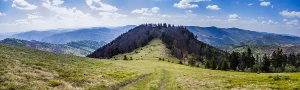 Vue Panoramique Sur Paysage Des Montagnes Des Carpates Depuis Sommet — Photo