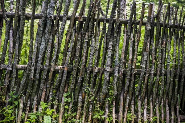 Gros Plan Vieille Clôture Bois Village — Photo