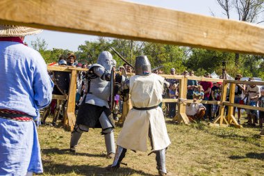 DNIPRO, UKRAINE - SEPTEMBER 9, 2017: a medieval knights tournament as part of historical festival 'Samar Dnipro Fest'