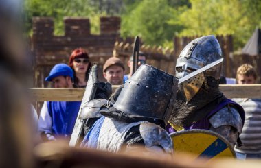 DNIPRO, UKRAINE - SEPTEMBER 9, 2017: a medieval knights tournament as part of historical festival 'Samar Dnipro Fest'
