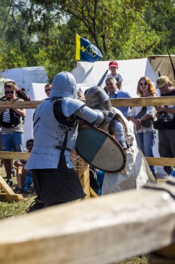 DNIPRO, UKRAINE - SEPTEMBER 9, 2017: a medieval knights tournament as part of historical festival 'Samar Dnipro Fest'