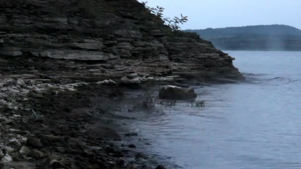 Bakota Bay Dnistrovske Reservoir Utsikt Tidigt Morgonen Dnister River Podilski — Stockvideo