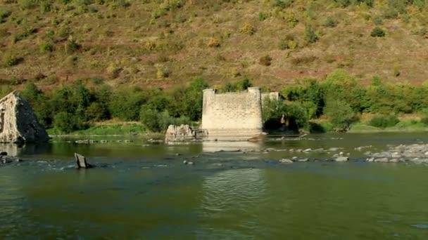 Ruins Old Stones Bridge Dniester River National Nature Park Dniester — Stock Video