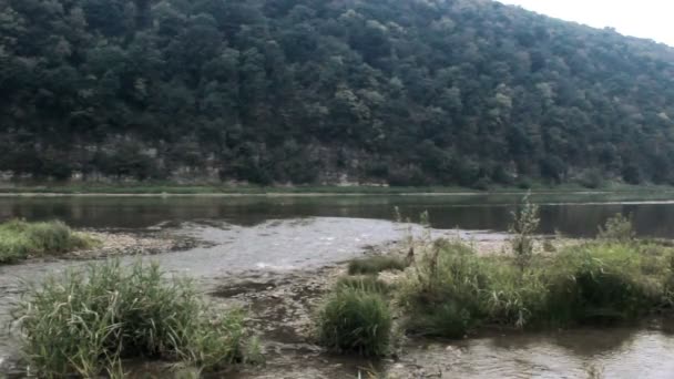 Panoramisch Uitzicht Rivier Dnjestr Buurt Van Het Dorp Ustechko Rivier — Stockvideo