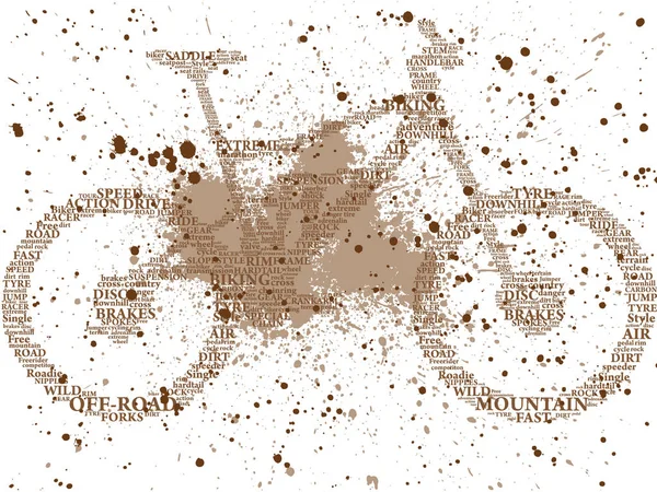 Schlammfarbene Wörter Form Von Fahrrädern — Stockvektor