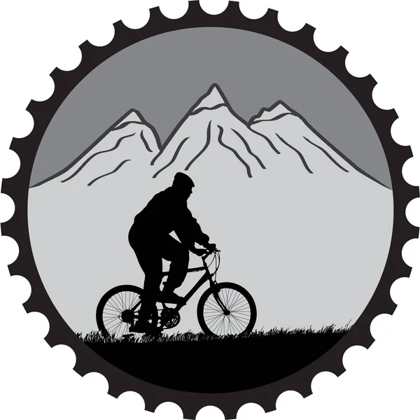 Design Distintivo Para Ciclistas Montanha Com Parte Mecânica —  Vetores de Stock