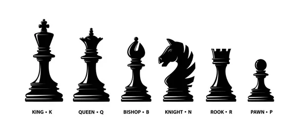 Sílhueta de peças de xadrez vetorial - Conjunto preto e branco