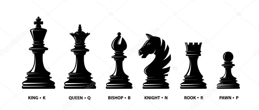 Black silhouettes isolated on white background. Vector illustration.