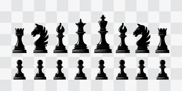 Ícones de xadrez. Jogo de mesa. Sílhuetas pretas . Ilustrações De Bancos De Imagens Sem Royalties
