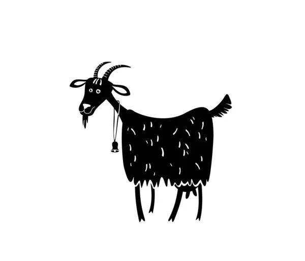 Icono de cabra. Animal de granja. Silueta de vector negro . — Archivo Imágenes Vectoriales
